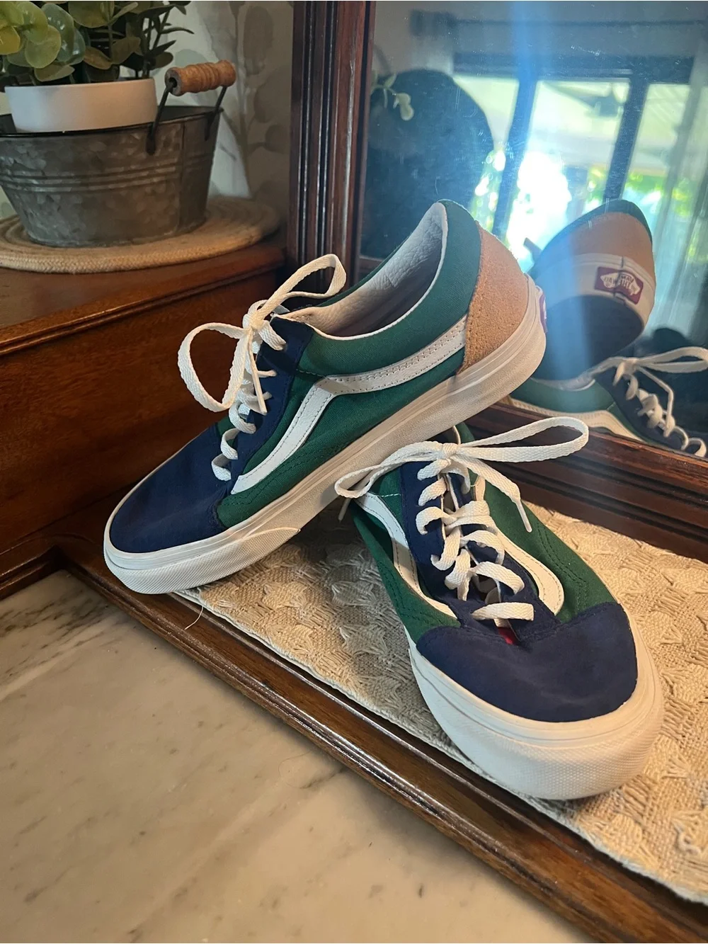 VANS Classic Old Skool Yacht Club Low Top Athleisure Sneakers Blue Green Sz 6.0